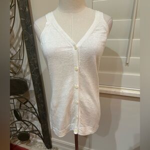 Lafayette 148!New York white linen button down sweater vest. Size Large. NWOT